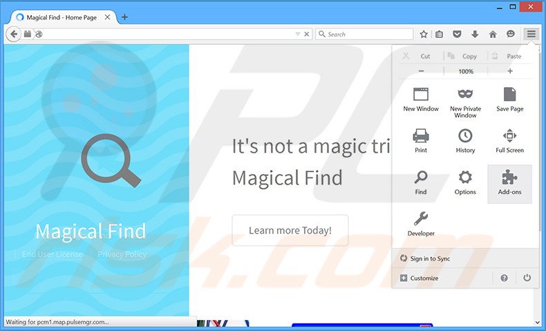Removendo os anúncios Magical Find do Mozilla Firefox passo 1