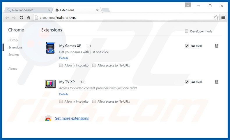 Removendo as extensões relacionadas a search.mygamesxp.com do Google Chrome