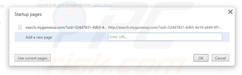 Remova a página inicial search.mygamesxp.com do Google Chrome