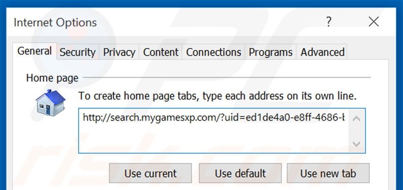 Removendo a página inicial search.mygamesxp.com do Internet Explorer
