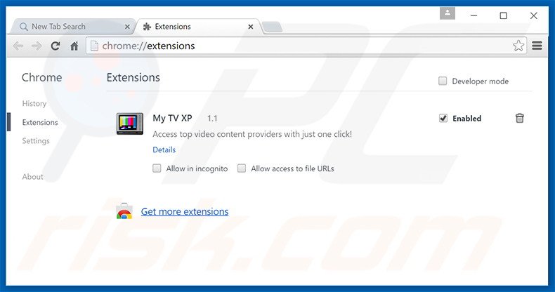 Removendo as extensões relacionadas a search.mytelevisionxp.com do Google Chrome
