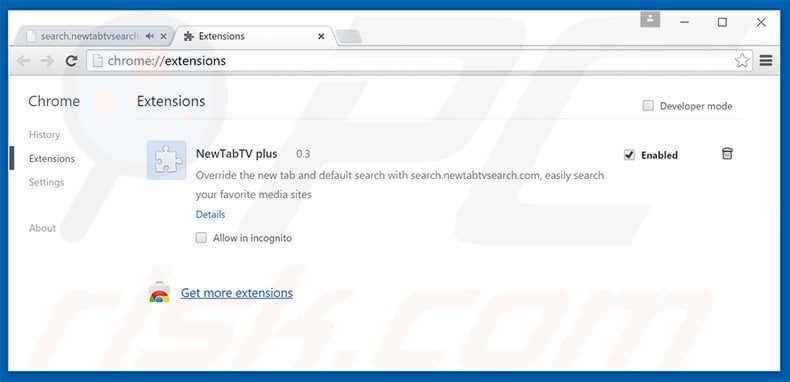 Removendo as extensões relacionadas a search.newtabtvsearch.com do Google Chrome