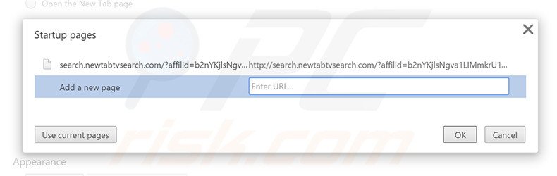 Remova a página inicial search.newtabtvsearch.com do Google Chrome