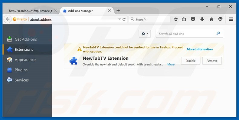 Removendo as extensões relacionadas a search.newtabtvsearch.com do Mozilla Firefox