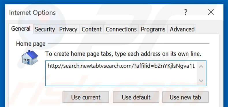 Removendo a página inicial search.newtabtvsearch.com do Internet Explorer