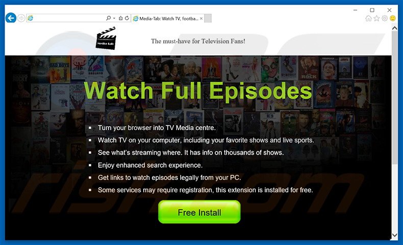 Website usado a promover o sequestrador de navegador NewTabTV
