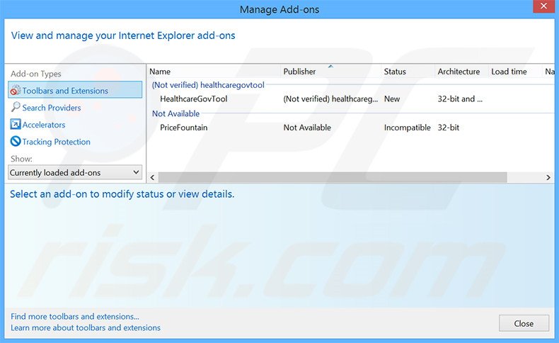 Removendo os anúncios Nuvision Global Data Remarketer do Internet Explorer passo 2