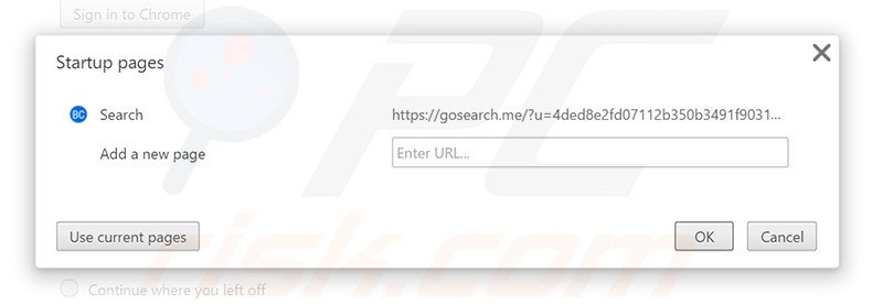 Remova search.bitcro.com da página inicial do Google Chrome