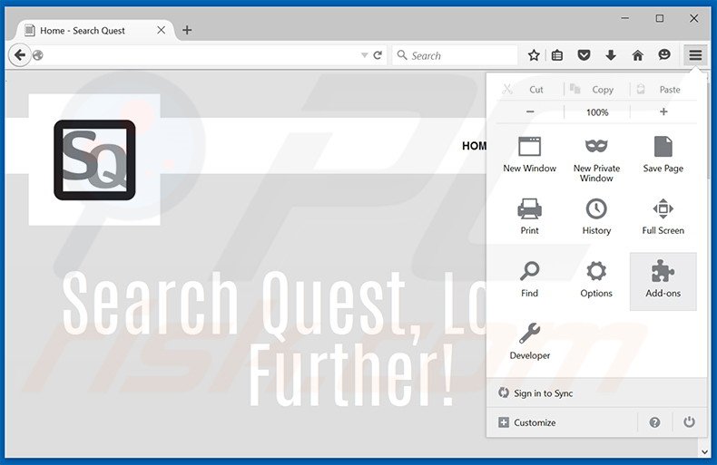 Removendo os anúncios SearchQuest do Mozilla Firefox passo 1