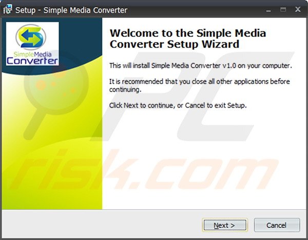 Configuração da instalação simples oficial do adware Simple Media Converter