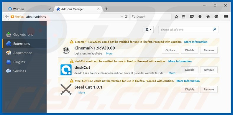 Removendo os anúncios SmartPurple do Mozilla Firefox passo 2