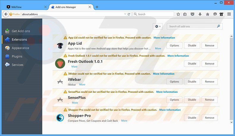 Remover os anúncios Sonic Search  do Mozilla Firefox passo 2