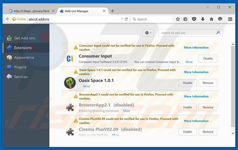 Removendo os anúncios WhiteWindow do Mozilla Firefox passo 2