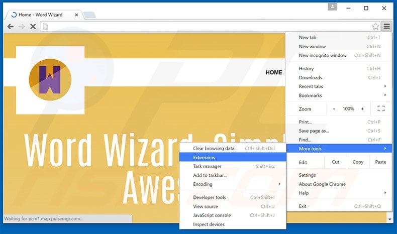 Removendo os anúncios WordWizard do Google Chrome passo 1