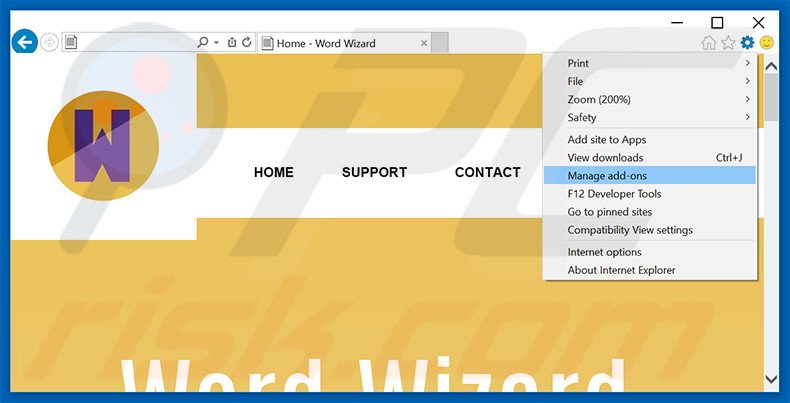 Removendo os anúncios WordWizard do Internet Explorer passo 1