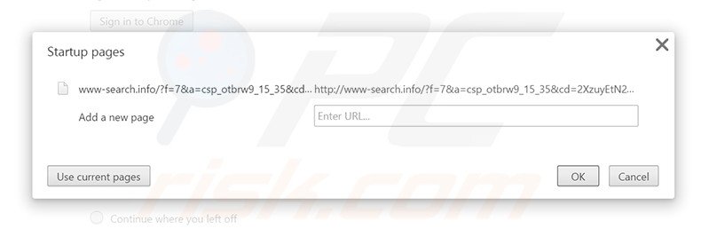 Remova a página inicial www-searching.info do Google Chrome