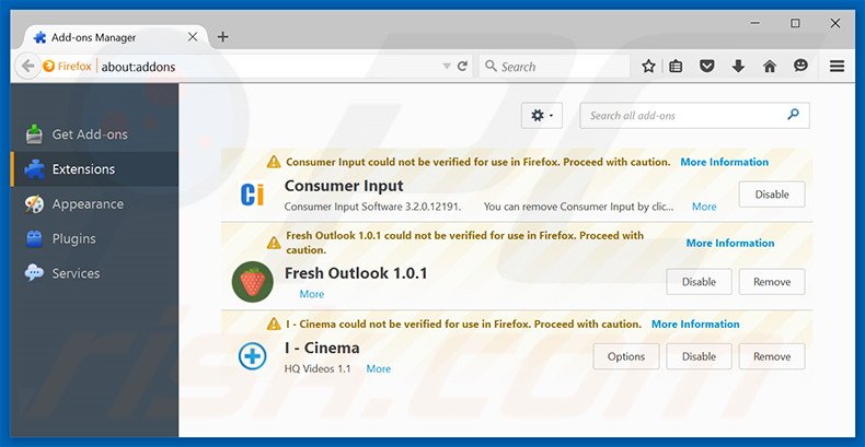 Removendo os anúncios YellowSend do Mozilla Firefox passo 2