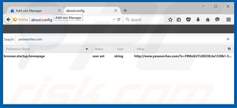 Remover a página inicial yessearches.com e motor de busca padrão do Mozilla Firefox