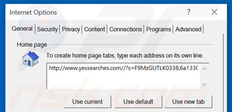 Removendo a página inicial yessearches.com do Internet Explorer