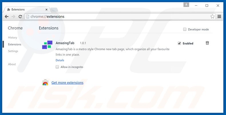 Removendo os anúncios AmazingTab do Google Chrome passo 2