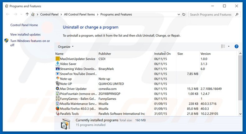 desinstalar o adware AmazingTab via Painel de Controlo