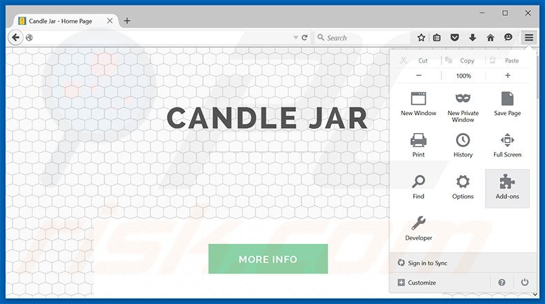 Removendo os anúncios Candle Jar do Mozilla Firefox passo 1