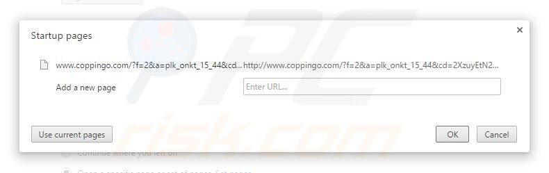 Removendo a página inicial coppingo.com do Google Chrome