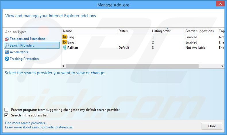 Removendo o motor de busca inicial coppingo.com do Internet Explorer
