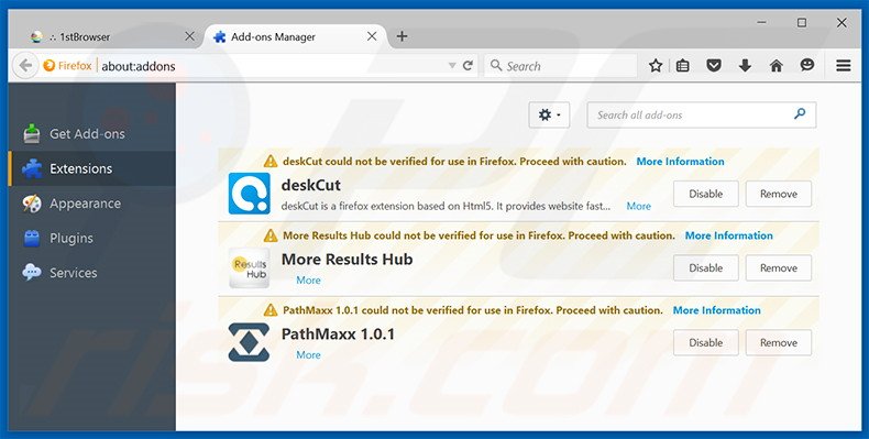 Removendo os anúncios eFast Browser do Mozilla Firefox passo 2