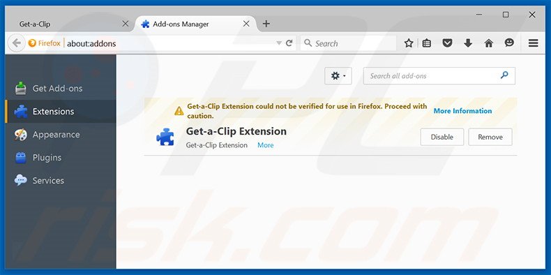 Removendo os anúncios Get-a-Clip do Mozilla Firefox passo 2