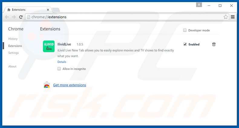 Removendo as extensões relacionadas a ilividlive.com do Google Chrome