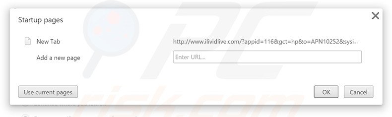 Remova a página inicial ilividlive.com do Google Chrome