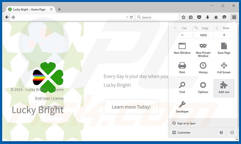 Removendo os anúncios Lucky Bright do Mozilla Firefox passo 1