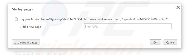 Removendo a página inicial my.parallaxsearch.com from do Google Chrome