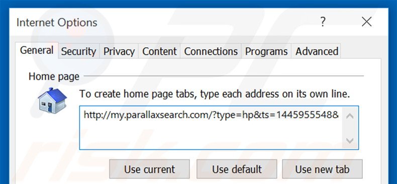 Removendo a página inicial my.parallaxsearch.com do Internet Explorer