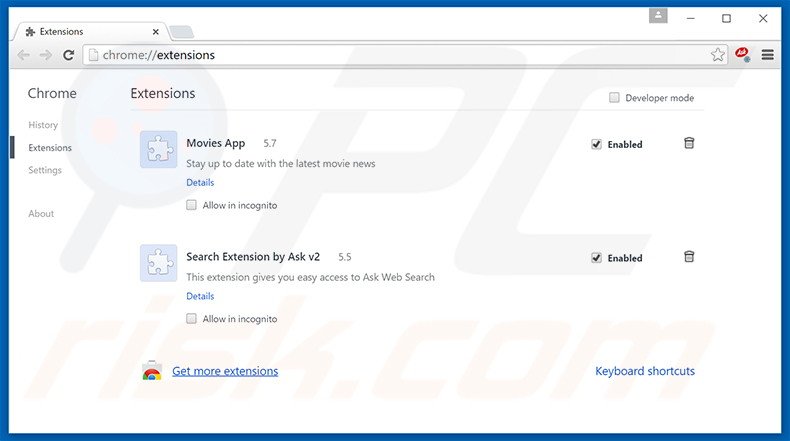 Removendo as extensões relacionadas a mysearch.com do Google Chrome