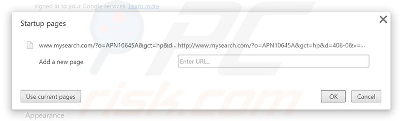 Removendo a página inicial mysearch.com do Google Chrome
