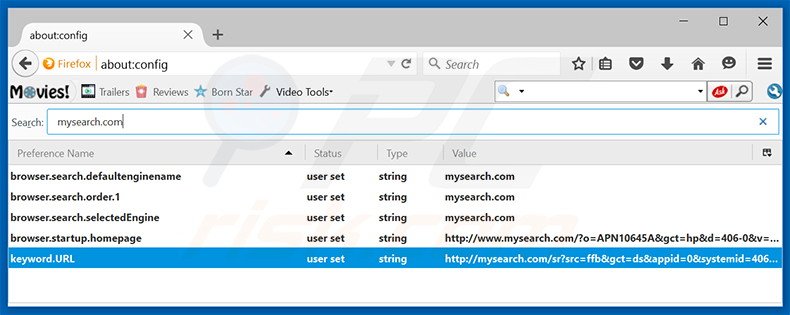 Removendo a página inicial mysearch.com e motor de busca padrão do Mozilla Firefox