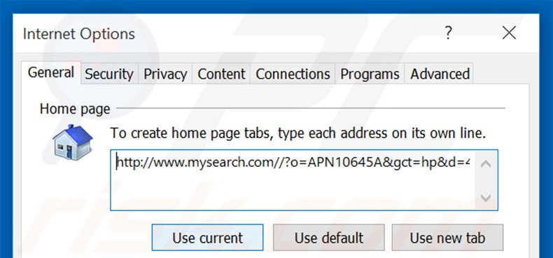 Removendo a página inicial mysearch.com do Internet Explorer