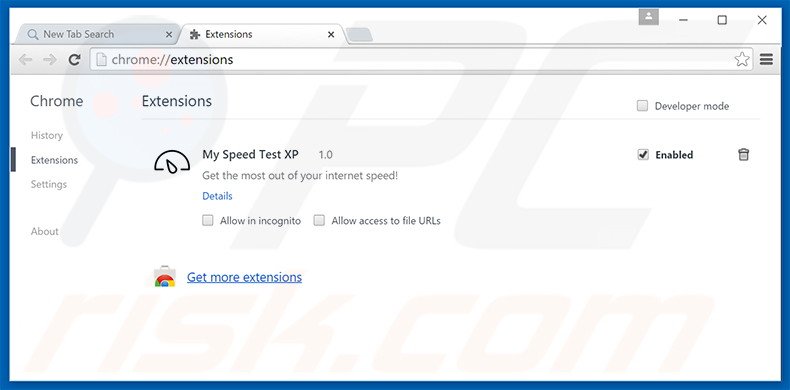 Removendo as extensões relacionadas a search.myspeedtestxp.com do Google Chrome