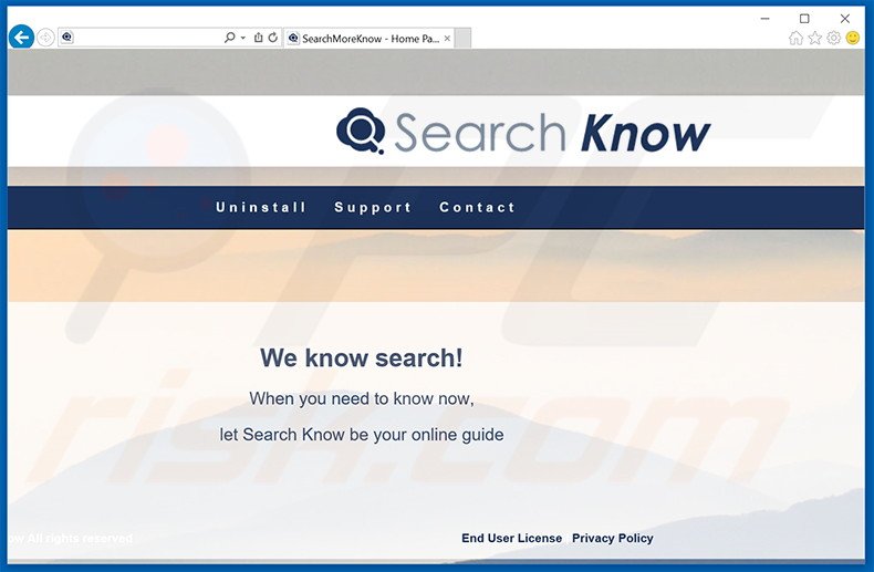 Website usado para promover o adware Search Know (exemplo 1)