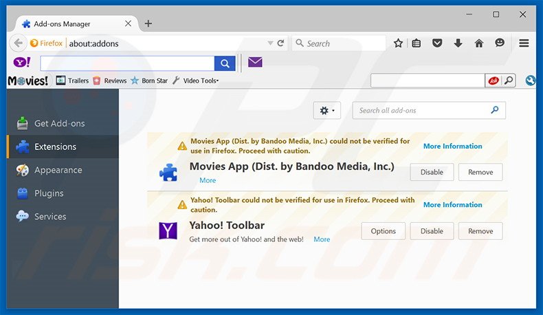 Removendo as extensões relacionadas a home.searchpile.com do Mozilla Firefox