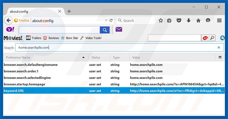 Remover home.searchpile.com da página inicial e motor de busca padrão do Mozilla Firefox