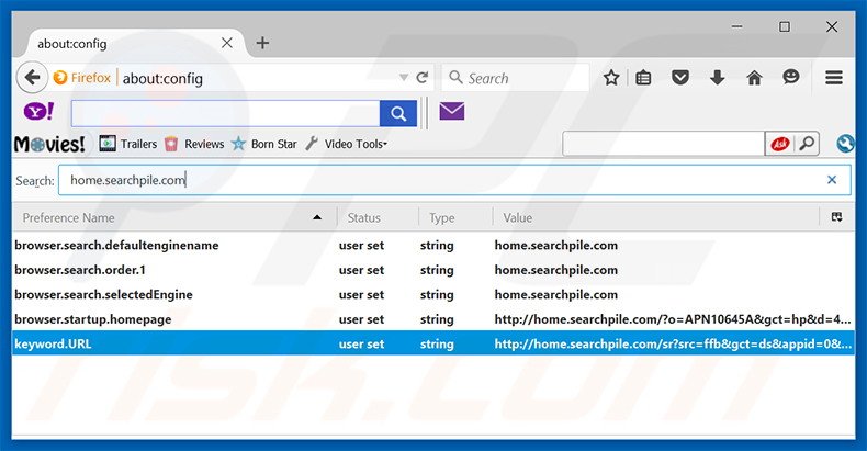 Remover home.searchpile.com da página inicial e motor de busca padrão do Mozilla Firefox