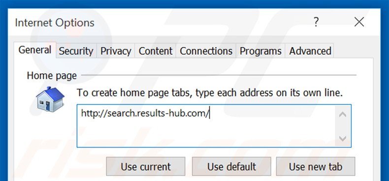Removendo a página inicial search.results-hub.com do Internet Explorer