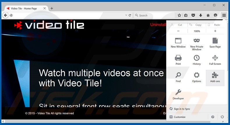 Removendo os anúncios Video Tile do Mozilla Firefox passo 1