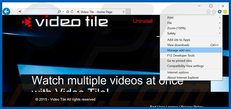 Removendo os anúncios Video Tile do Internet Explorer passo 1