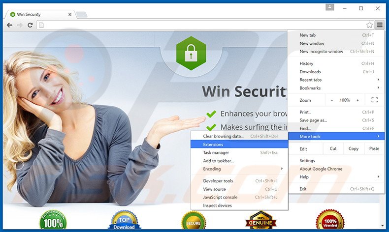 Removendo os anúncios Win Security do Google Chrome passo 1