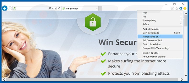 Removendo os anúncios Win Security do Internet Explorer passo 1