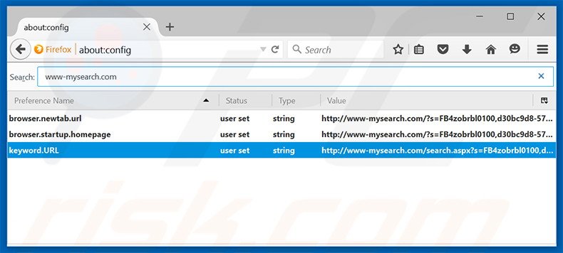 Removendo a página inicial www-mysearch.com e motor de busca padrão do Mozilla Firefox